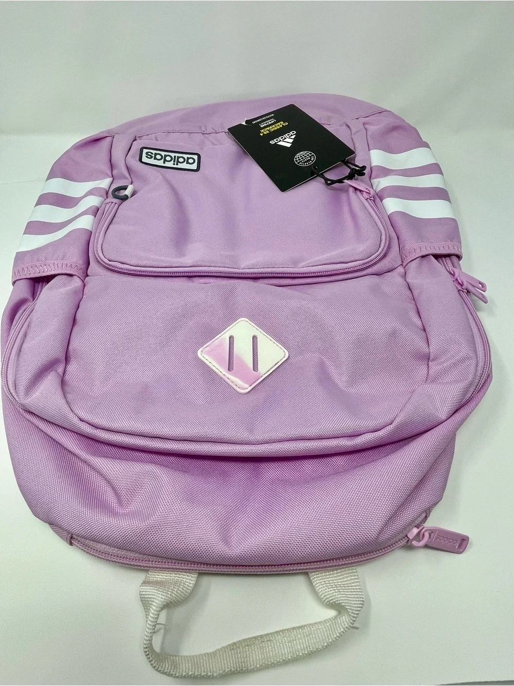 adidas Purple/Lavender Kids Backpack with White Stripe Accents